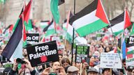 People during a pro-Palestine march in central London, organised by the Palestine Solidarity Campaign, to call for a ceasefire in the conflict between Israel and Hamas. Picture date: Saturday February 3, 2024.