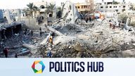 Palestinians inspect damage at the site of Israeli strikes on a mosque and houses, in Rafah
Pic: Reuters