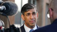 Rishi Sunak takes part in a media during a visit to Wales.
Pic: PA