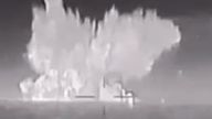The video shows a huge blast. Pic: GUR
