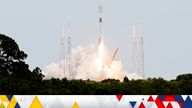 A SpaceX Falcon 9 rocket carrying a payload of 53 Starlink satellites lifts off from Cape Canaveral.
Pic: Reuters
