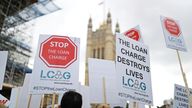 A loan charge protest outside the Houses of Parliament in Westminster
Pic:PA
