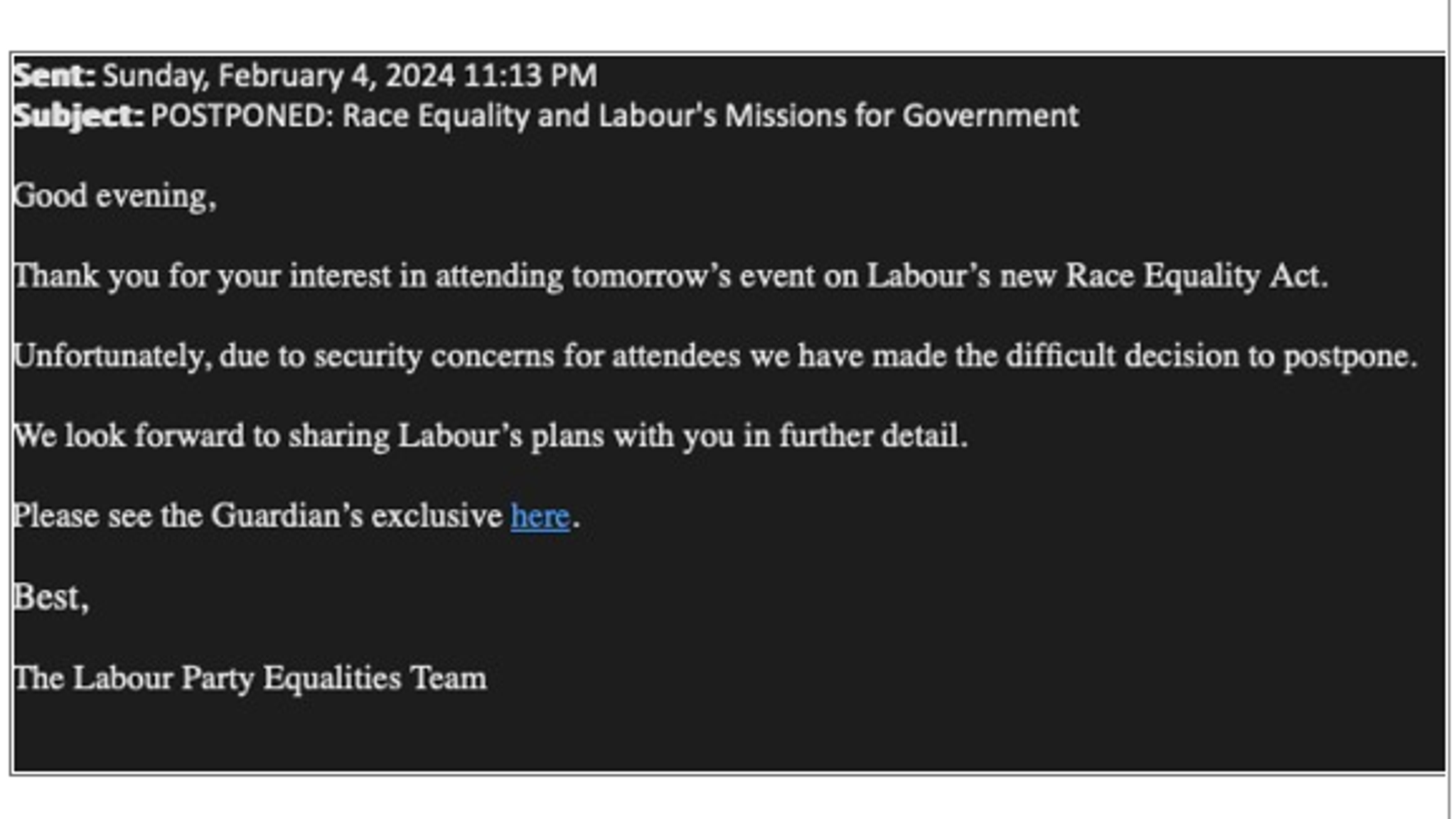 Labour excluded some campaigners from race equality act launch event ...