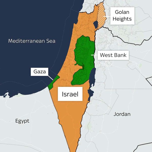 Sky News graphic showing the Golan Heights and Israel