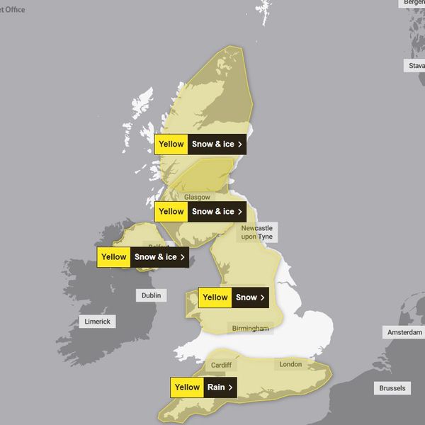 The warnings in place at the start of Friday. Pic: Met Office