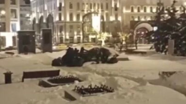 Memorial with flowers to commemorate Navalny destroyed