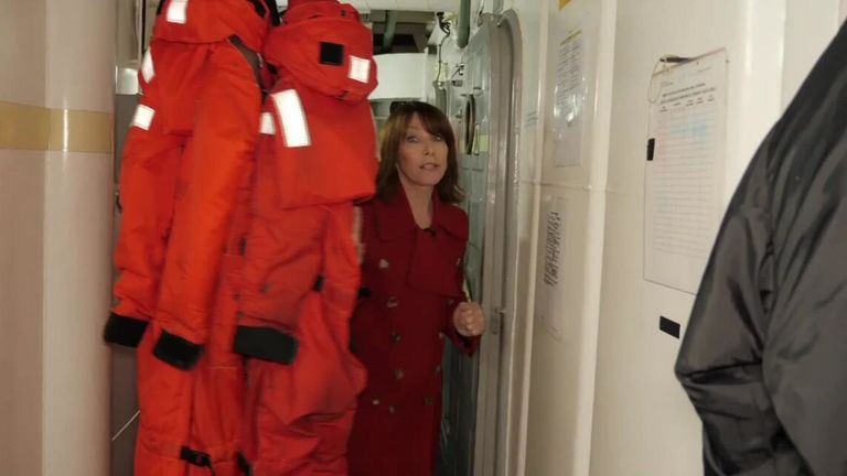 Kay Burley explores a NATO warship.