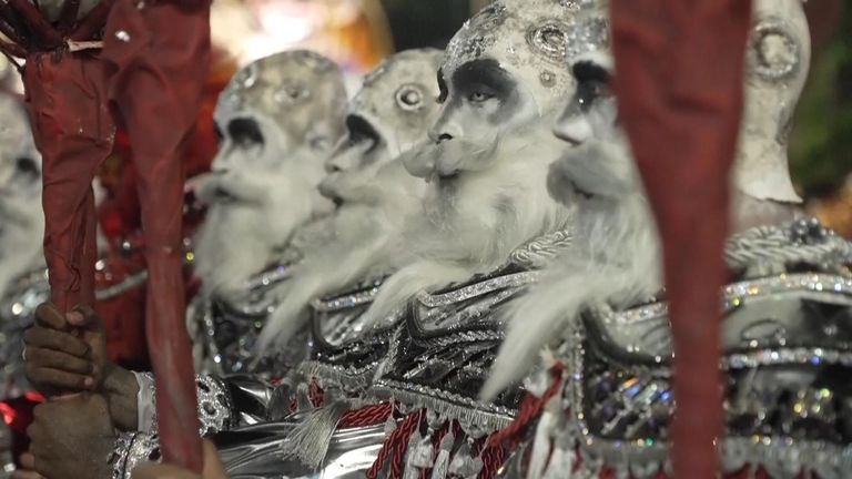 Six top samba schools performed at Rio de Janeiro's carnival festivities.