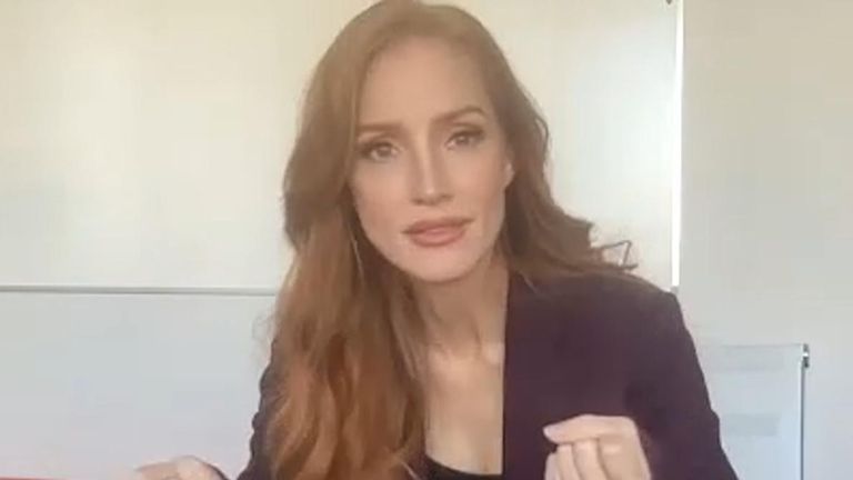 Actor Jessica Chastain told Sky News how she hid from her co-stars and ...