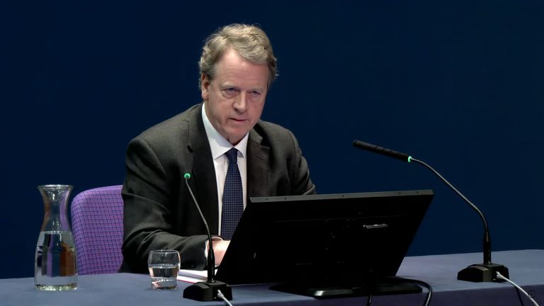 Scottish Secretary Alister Jack giving evidence to the UK Covid-19 Inquiry.
Pic: PA