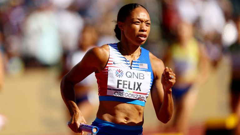 Allyson Felix at the World Athletics Championships in July 2022. Pic: Reuters