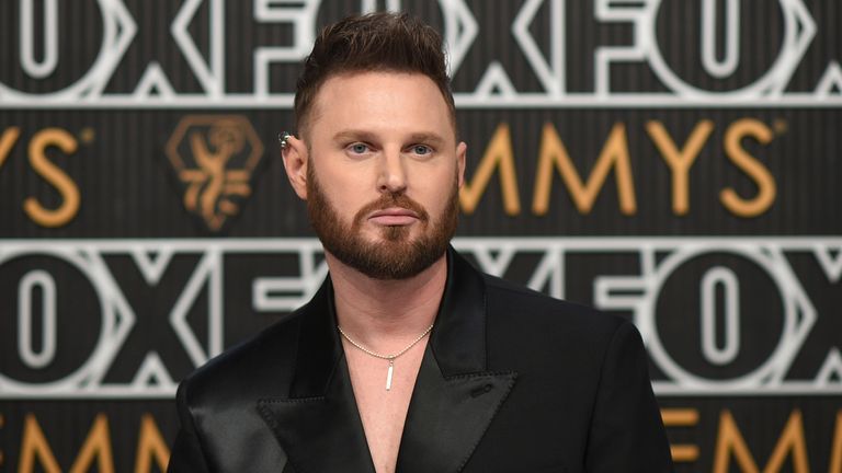 Bobby Berk arrives at the 75th Primetime Emmy Awards on Monday, Jan. 15, 2024, at the Peacock Theatre in Los Angeles. (Photo by Richard Shotwell/Invision/AP)