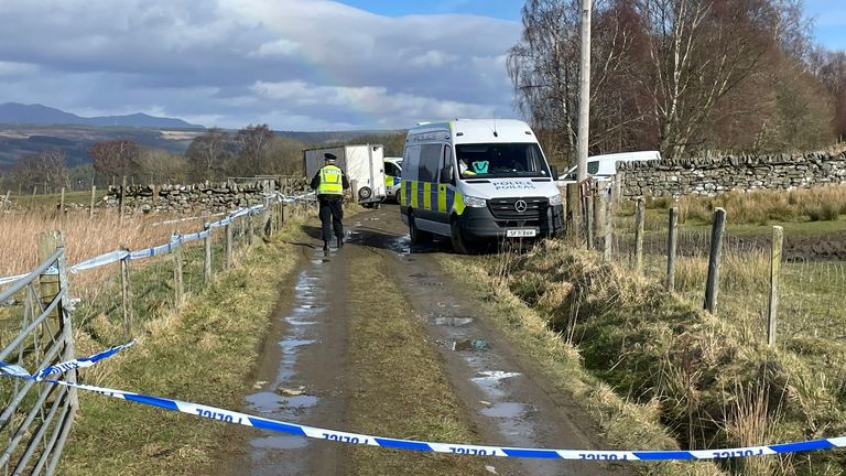 Brian Low murder scene in the Pitilie area on the outskirts of Aberfeldy