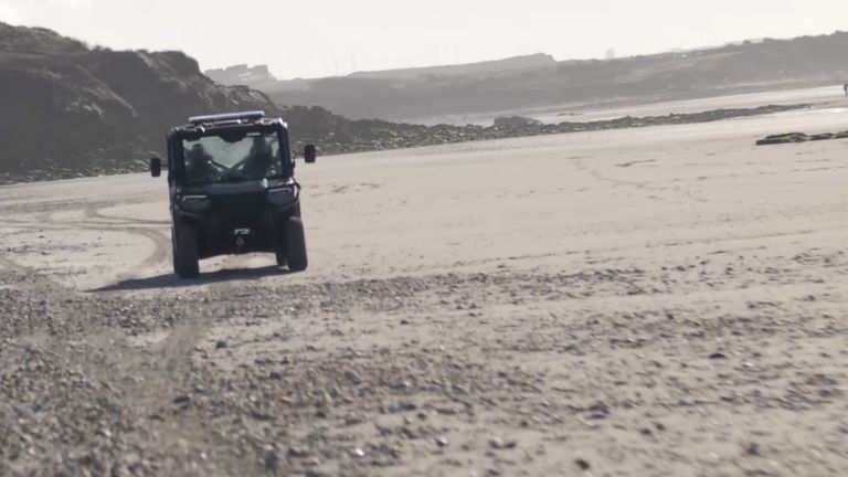 Sand buggies are used on the beaches in northern France to stop illegal migration.