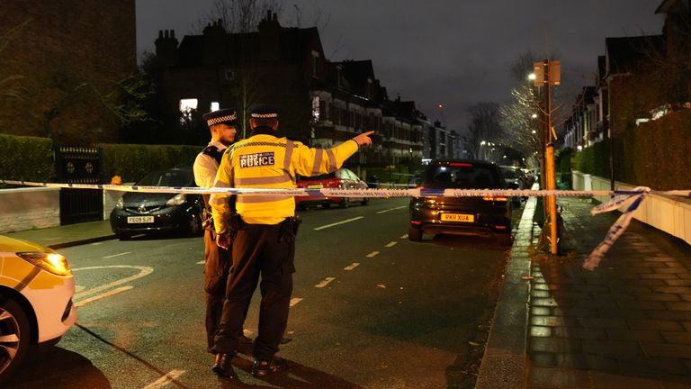 Police at the scene. Pic: James Weech/PA 