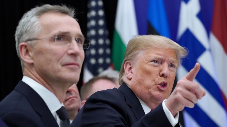 Donald Trump and NATO secretary general Jens Stoltenberg in 2019. Pic: Reuters