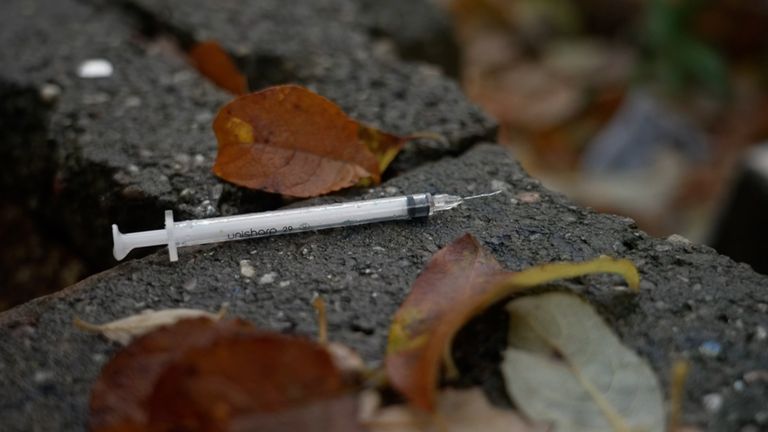 A discarded syringe