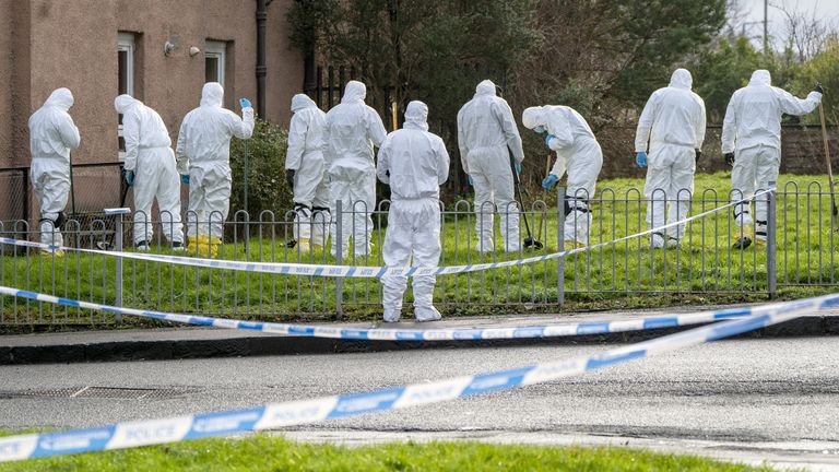 Forensic officers at the scene of the shooting last month. Pic: PA