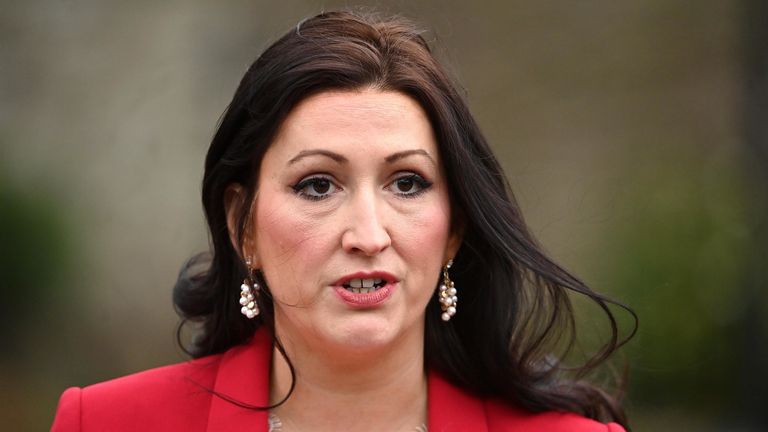 Deputy First Minister Emma Little-Pengelly during a press conference at Stormont Castle, Belfast, following the restoration of the powersharing executive. Picture date: Monday February 5, 2024.