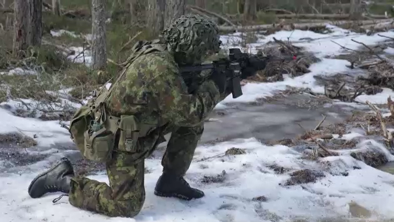 A soldier during practice