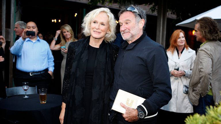 Glenn Close and Robin Williams during the opening night of the Mill Valley Film Festival at the Outdoor Art Club in MIll Valley, California, on Thursday, October 6, 2011. (Liz Hafalia/San Francisco Chronicle via AP)
