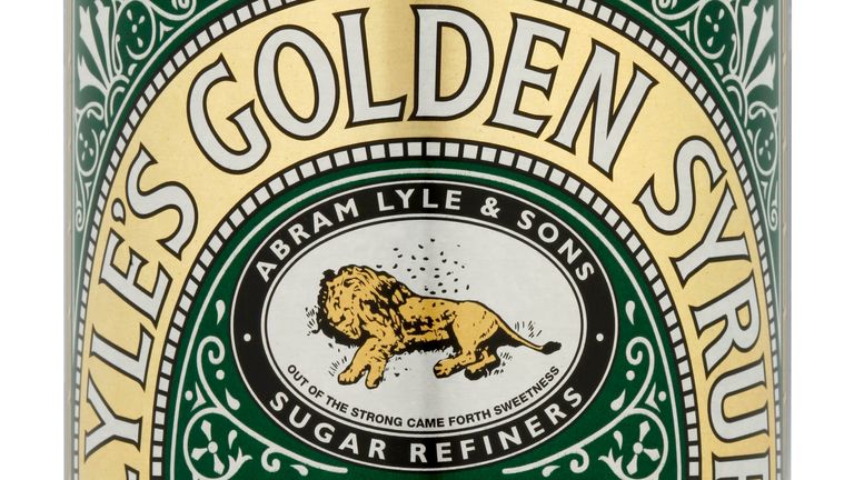 Lyle&#39;s Golden Syrup of their green tin and golden lion packaging which was first launched in 1881