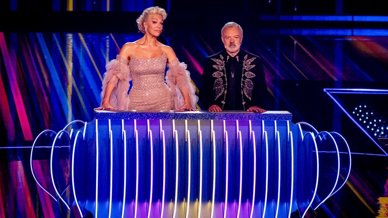 (L-R) Hannah Waddingham and Norton at the Eurovision 2023 grand final. Pic: AP