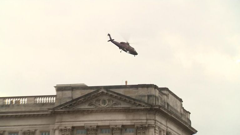 A helicopter takes off from Buckingham Palace