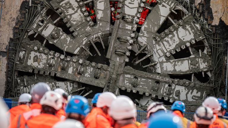 The boring machine Florence after digging a 10-mile tunnel for HS2. Pic: PA