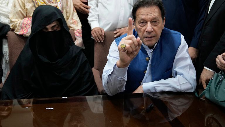  Imran Khan with his wife Bushra Bib in July 2023. Pic: AP
