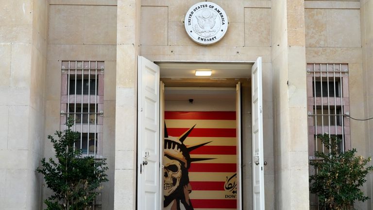 Entrance to the former US Embassy - now an anti-American museum - in Tehran, Iran. Pic: AP