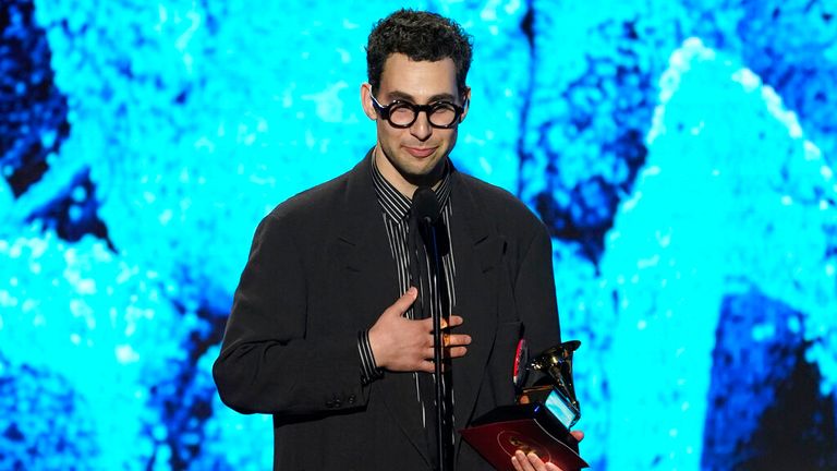 Jack Antonoff accepts the award for producer of the year, non-classical at the 65th annual Grammy Awards on Sunday, Feb. 5, 2023, in Los Angeles. (AP Photo/Chris Pizzello)