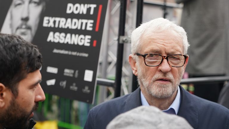 Former Labour party leader Jeremy Corbyn arrives at the Royal Courts Of Justice in London, ahead of a two-day hearing in the extradition case of WikiLeaks founder Julian Assange. Picture date: Tuesday February 20, 2024.