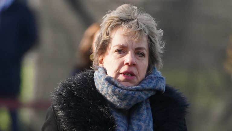 Irish Labour Party leader Ivana Bacik at the funeral. Pic: Brian Lawless/PA Wire