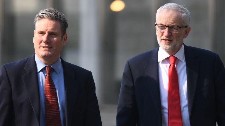 Keir Starmer defending serving in Jeremy Corbyn&#39;s cabinet. Pic: PA