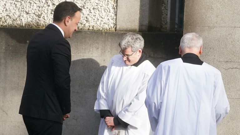Taoiseach Leo Varadkar arrives for the the state funeral. Pic: Brian Lawless/PA Wire