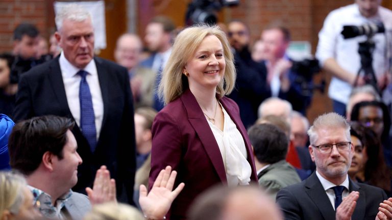 Former Prime Minister Liz Truss attends the official launch event for the Popular Conservatism.
Pic: Reuters