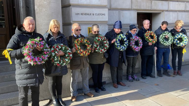 Wreathes to honour the suicides linked to the HMRC crackdown 