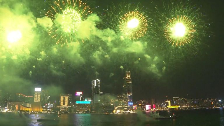 Lunar New Year: Fireworks light up the Hong Kong skyline to celebrate ...