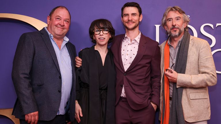 Mark Addy, Sally Hawkins, Harry Lloyd and Steve Coogan at the premiere of The Lost King in 2022. Pic: Vianney Le Caer/Invision/AP