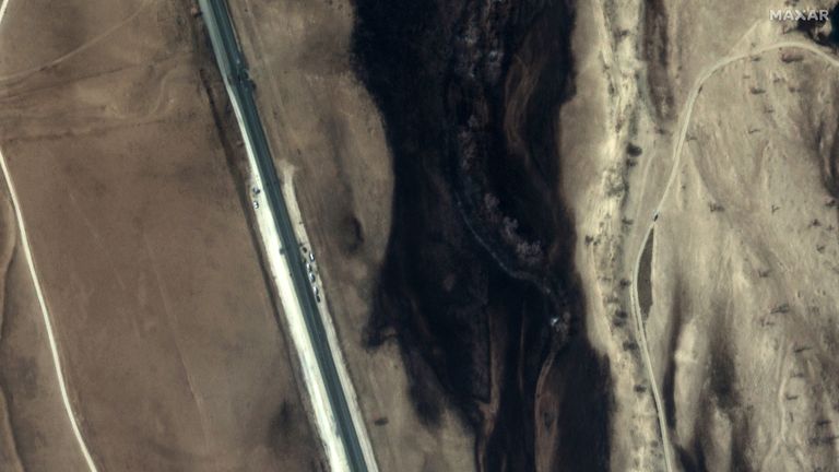 Burn scars on the landscape near Canadian. Pic: Satellite image ©2024 Maxar Technologies