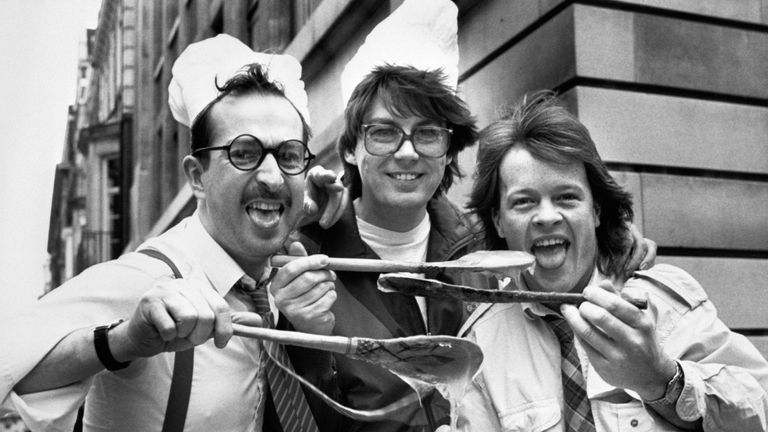 (L-R): Wright, Mike Read and Bruno Brooks pictured in 1988. Pic: PA