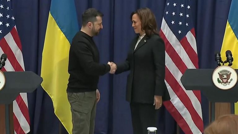 Volodymyr Zelenskyy and Kamala Harris meet in Munich