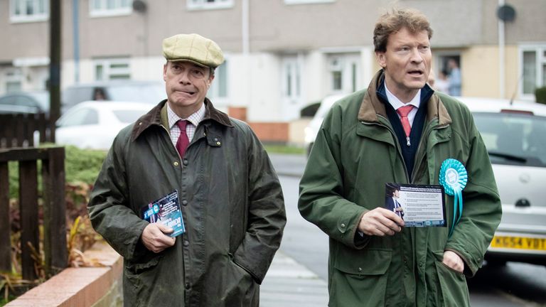Nigel Farage and Richard Tice on the campaign trail in 2019. Pic: PA