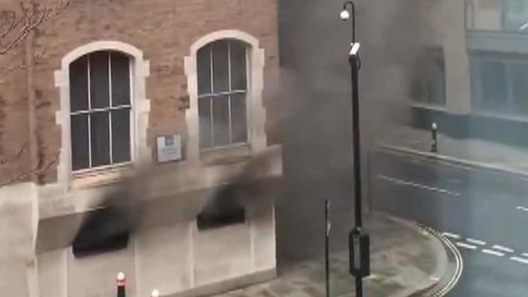 Black smoke billows near Old Bailey