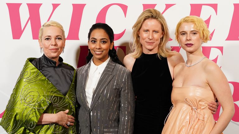 (left to right) Olivia Colman, Anjana Vasan, Thea Sharrock and Jessie Buckley attend the European premiere of Wicked Little Letters at Odeon Luxe, Leicester Square, central London. Picture date: Tuesday February 13, 2024.

