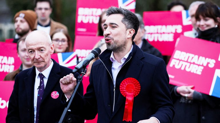 Damien Egan speaks alongside Labour Party National Campaign Co-ordinator Pat McFadden.
Pic: Reuters