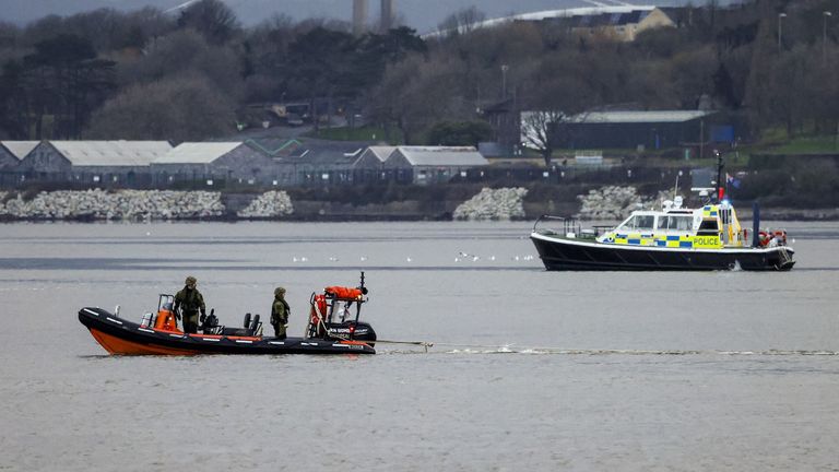 The Royal Navy Bomb Disposal Team leaving the slip to Torpoint Ferry as they dispose of the WWII bomb. Pic: Ministry of Defence