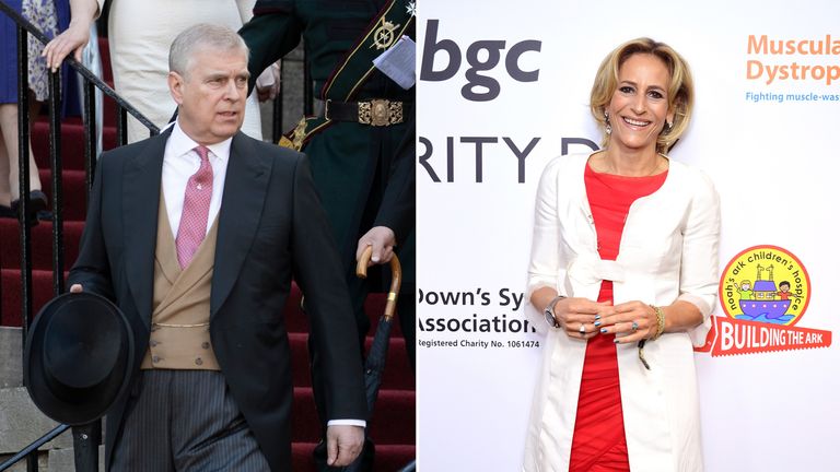 Prince Andrew and Emily Maitlis in 2019. Pics: PA
