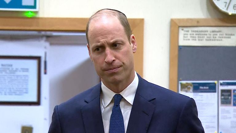 Prince William with members of the Jewish community in London on 29 February. Pic: PA